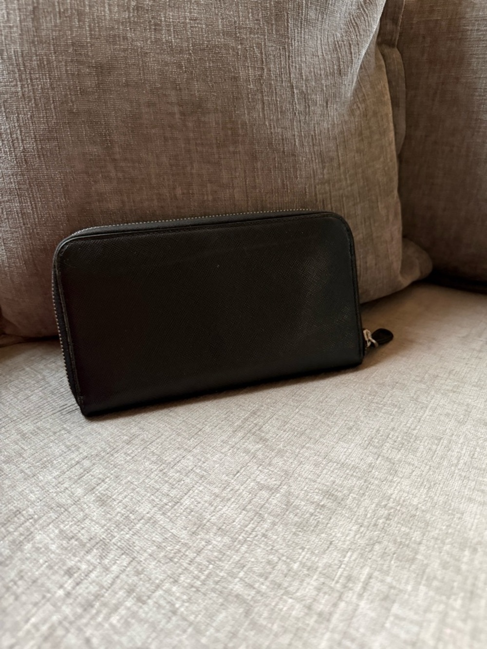 Prada Black Zip-Around Saffiano Wallet with Silver Hardware - Picture 2 of 6